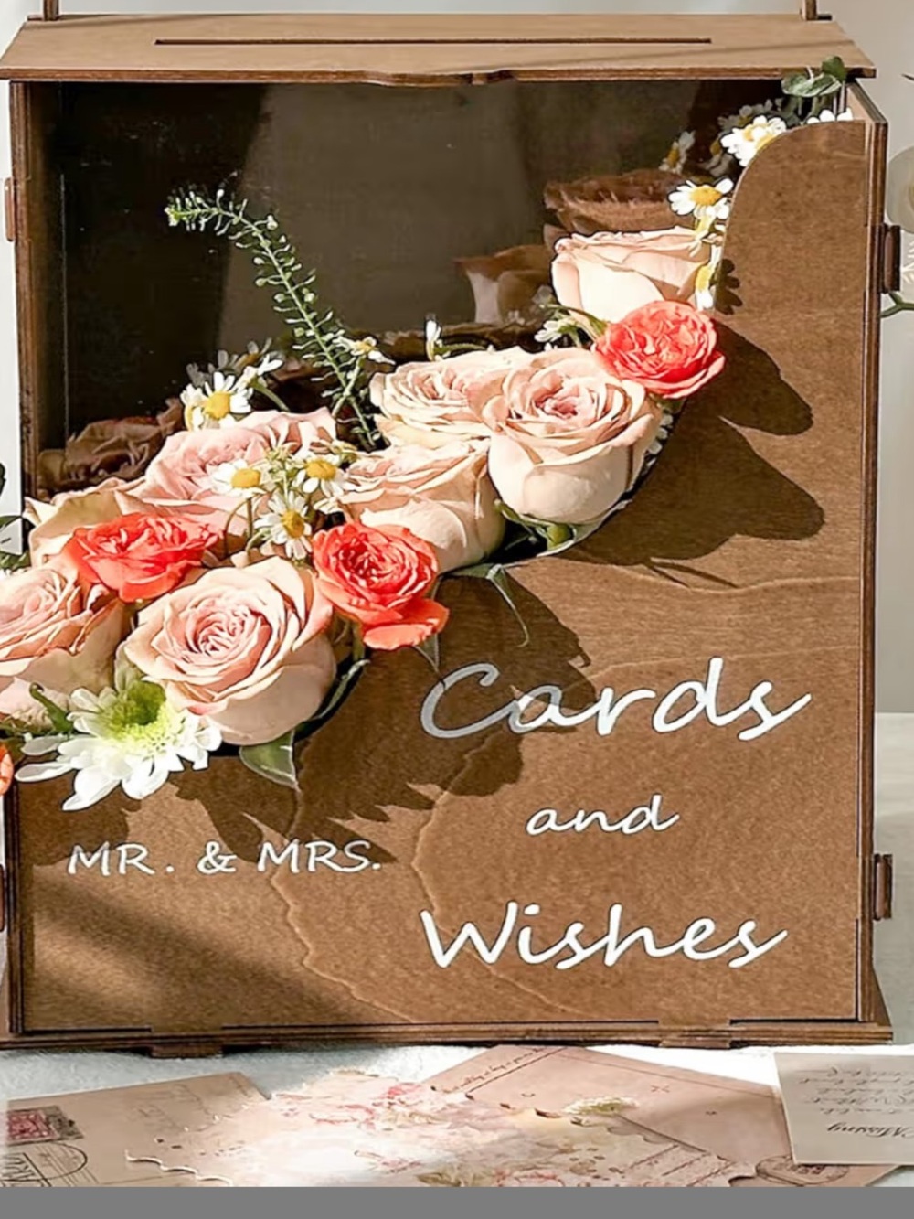 Mr. & Mrs. Cards and Wishes Wooden Card Box